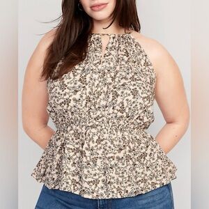 Old Navy Waist-Defined Floral Halter Blouse (760)